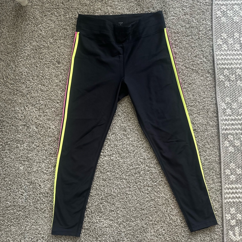 ⚡ Aqua Black Neon Stripe Active Leggings - Size M